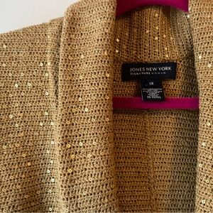 Jones New York Womens Gold Cardigan Sweater NWT Plus Size Curvy Sweater 1X